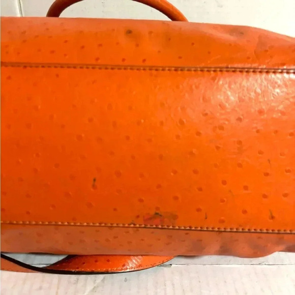 Michael kors orange ostrich embossed leather shoulder handbag - Picture 5 of 10